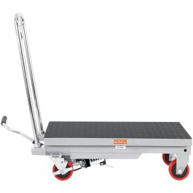 VEVOR Hydraulic Lift Table Cart, 500lbs Capacity 28.5" Lifting Height, Manual Single Scissor Lift Table with 4 Wheels and Non-slip Pad